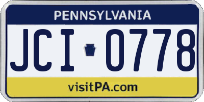 PA license plate JCI0778