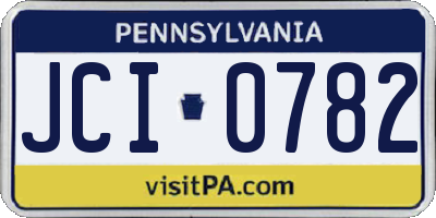 PA license plate JCI0782