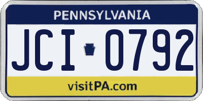 PA license plate JCI0792