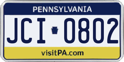 PA license plate JCI0802