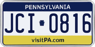 PA license plate JCI0816