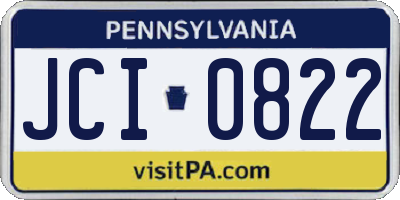 PA license plate JCI0822