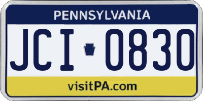 PA license plate JCI0830
