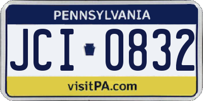 PA license plate JCI0832