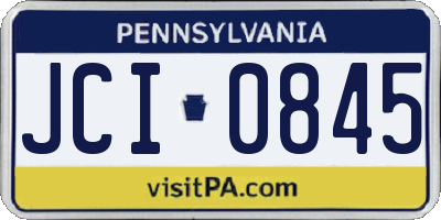 PA license plate JCI0845