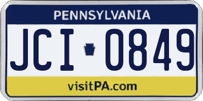 PA license plate JCI0849