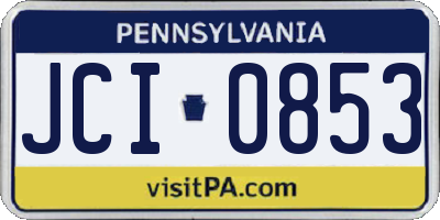PA license plate JCI0853