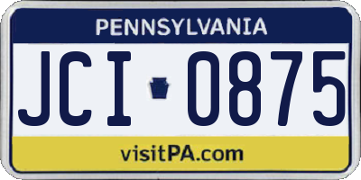 PA license plate JCI0875
