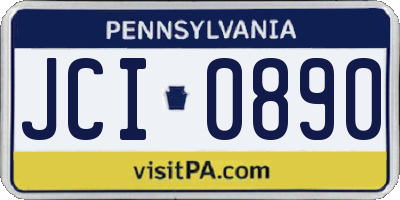 PA license plate JCI0890