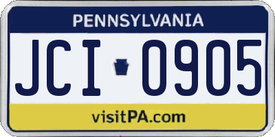 PA license plate JCI0905