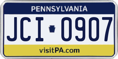 PA license plate JCI0907