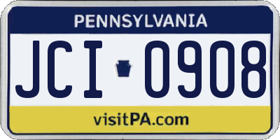 PA license plate JCI0908