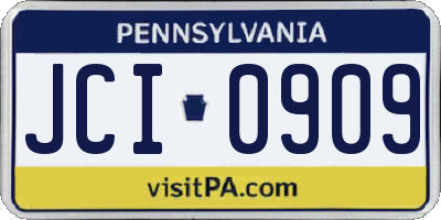 PA license plate JCI0909
