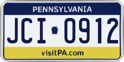 PA license plate JCI0912