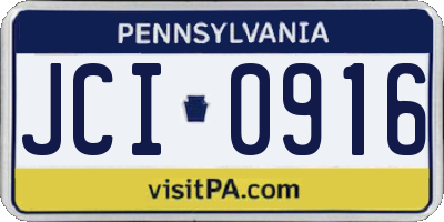 PA license plate JCI0916