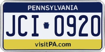 PA license plate JCI0920
