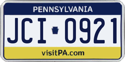 PA license plate JCI0921