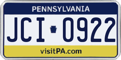 PA license plate JCI0922