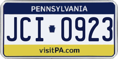 PA license plate JCI0923