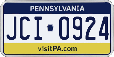 PA license plate JCI0924
