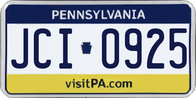 PA license plate JCI0925