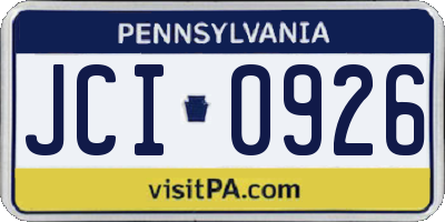 PA license plate JCI0926