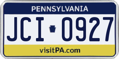 PA license plate JCI0927