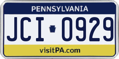 PA license plate JCI0929