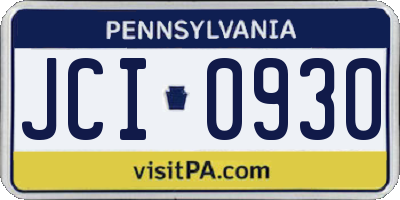 PA license plate JCI0930