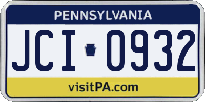 PA license plate JCI0932