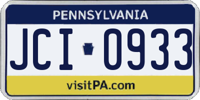 PA license plate JCI0933