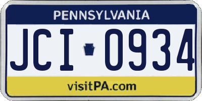 PA license plate JCI0934