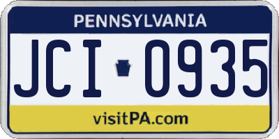 PA license plate JCI0935
