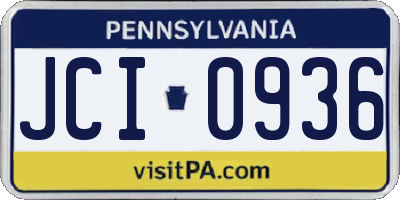 PA license plate JCI0936