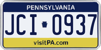 PA license plate JCI0937