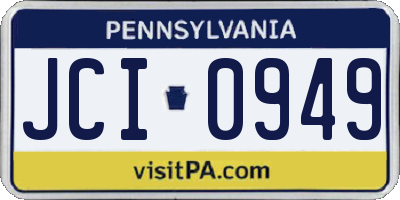 PA license plate JCI0949
