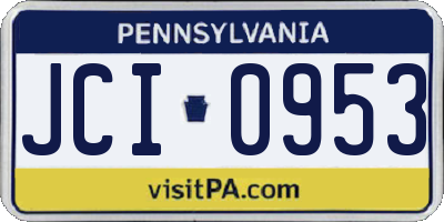PA license plate JCI0953