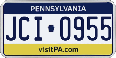 PA license plate JCI0955