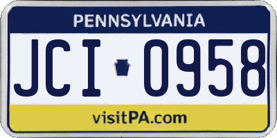 PA license plate JCI0958