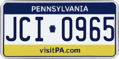 PA license plate JCI0965
