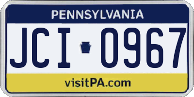 PA license plate JCI0967