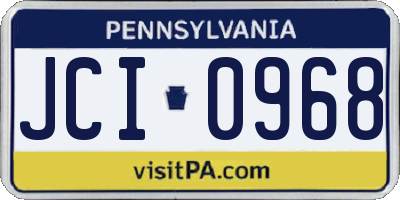PA license plate JCI0968