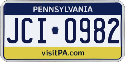 PA license plate JCI0982