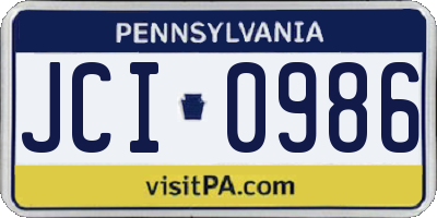 PA license plate JCI0986