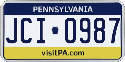 PA license plate JCI0987