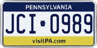 PA license plate JCI0989