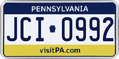 PA license plate JCI0992