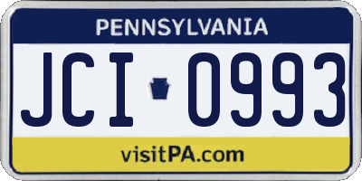 PA license plate JCI0993
