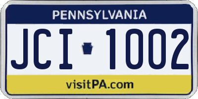 PA license plate JCI1002