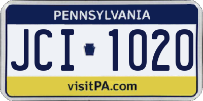 PA license plate JCI1020